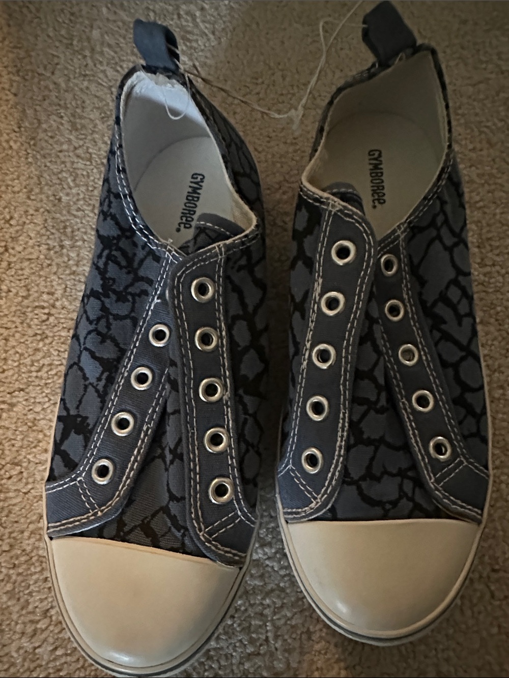 Gymboree Black & Cream Slip-On Canvas Sneakers